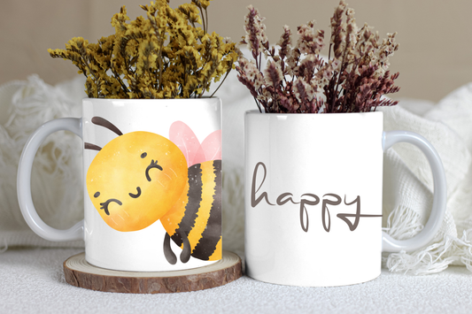 Bee happy - keramična skodelica